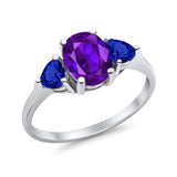 Fashion Promise Ring Simulated Blue Sapphire Cubic Zirconia 925 Sterling Silver