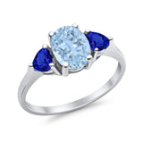 Fashion Promise Ring Simulated Blue Sapphire Cubic Zirconia 925 Sterling Silver