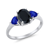 Fashion Promise Ring Simulated Blue Sapphire Cubic Zirconia 925 Sterling Silver