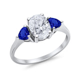 Fashion Promise Ring Simulated Blue Sapphire Cubic Zirconia 925 Sterling Silver