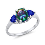 Fashion Promise Ring Simulated Blue Sapphire Cubic Zirconia 925 Sterling Silver