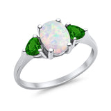 Fashion Promise Ring 3-Stone Simulated Emerald Cubic Zirconia 925 Sterling Silver
