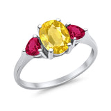 Fashion Promise Ring 3-Stone Simulated Ruby Cubic Zirconia 925 Sterling Silver