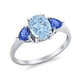 Fashion Promise Ring Simulated Tanzanite Cubic Zirconia 925 Sterling Silver