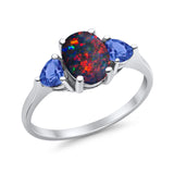 Fashion Promise Ring Simulated Tanzanite Cubic Zirconia 925 Sterling Silver