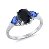 Fashion Promise Ring Simulated Tanzanite Cubic Zirconia 925 Sterling Silver