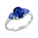 Fashion Promise Ring Simulated Tanzanite Cubic Zirconia 925 Sterling Silver