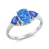 Fashion Promise Ring Simulated Tanzanite Cubic Zirconia 925 Sterling Silver