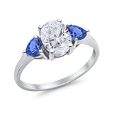 Fashion Promise Ring Simulated Tanzanite Cubic Zirconia 925 Sterling Silver