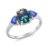 Fashion Promise Ring Simulated Tanzanite Cubic Zirconia 925 Sterling Silver