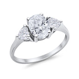 Fashion Promise Ring 3-Stone Simulated Cubic Zirconia 925 Sterling Silver