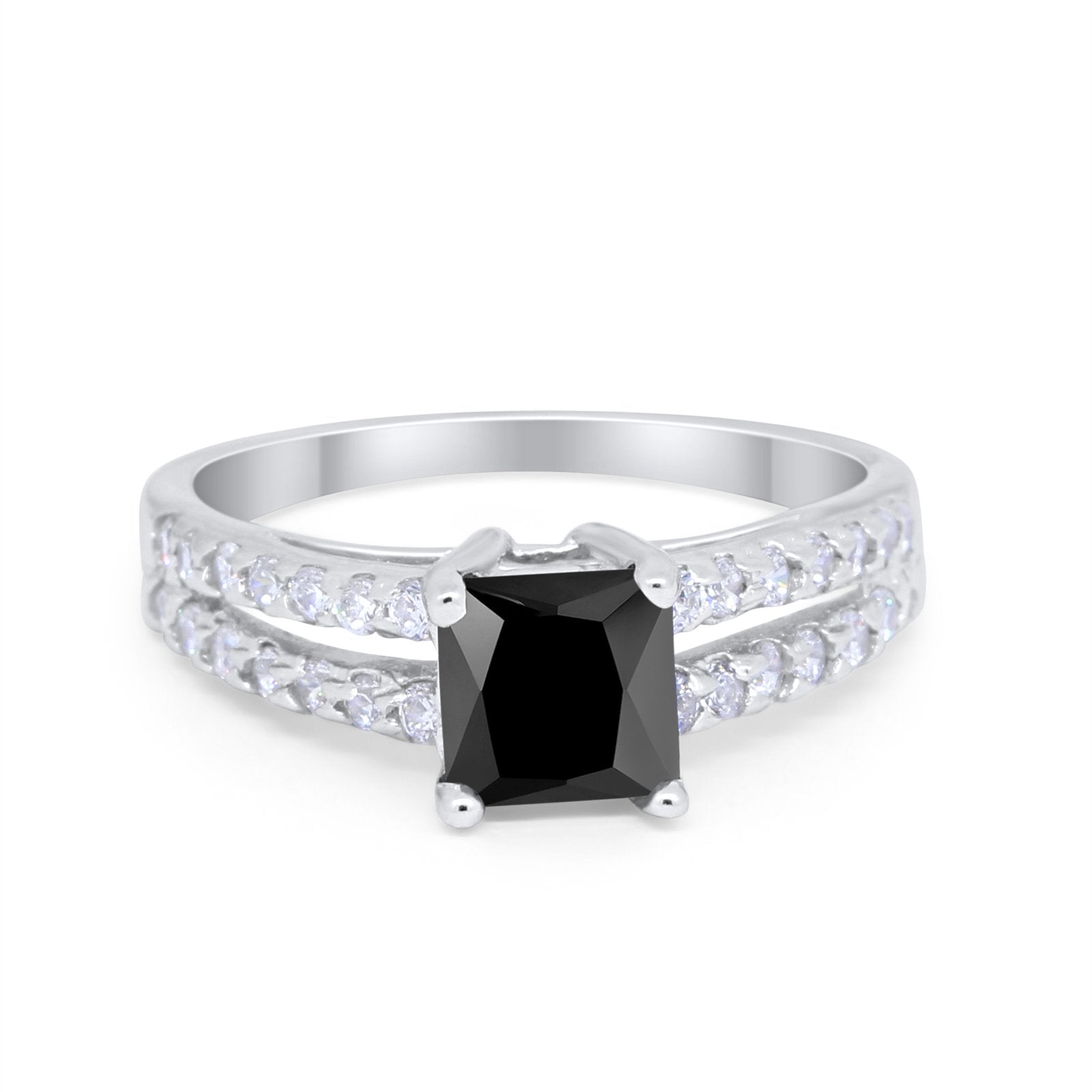 Wedding Ring Princess Cut Simulated Cubic Zirconia 925 Sterling Silver