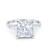 Wedding Ring Princess Cut Baguette Simulated Cubic Zirconia 925 Sterling Silver