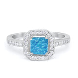 Halo Accent Engagement Ring Simulated Cubic Zirconia 925 Sterling Silver