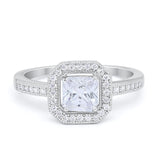 Halo Accent Engagement Ring Simulated Cubic Zirconia 925 Sterling Silver