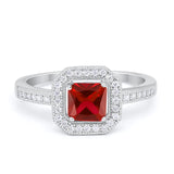 Halo Accent Engagement Ring Simulated Cubic Zirconia 925 Sterling Silver