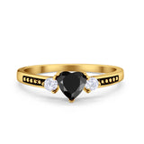 Heart Promise Ring Simulated Cubic Zirconia Black Accent 925 Sterling Silver