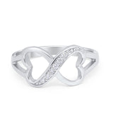 Infinity Double Heart Promise Ring Simulated Cubic Zirconia 925 Sterling Silver