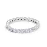 Eternity Stackable Wedding Rings Simulated Cubic Zirconia 925 Sterling Silver