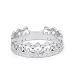 Eternity Heart Crown Band 925 Sterling Silver