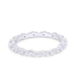 Eternity Pave Wedding Rings Simulated Cubic Zirconia 925 Sterling Silver
