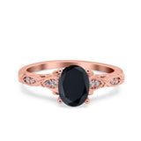 Art Deco Oval Wedding Engagement Ring Round Simulated Cubic Zirconia 925 Sterling Silver