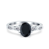 Art Deco Oval Wedding Engagement Ring Round Simulated Cubic Zirconia 925 Sterling Silver