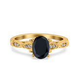 Art Deco Oval Wedding Engagement Ring Round Simulated Cubic Zirconia 925 Sterling Silver