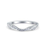 Half Eternity Criss Cross Band Wedding Ring Round Simulated Cubic Zirconia 925 Sterling Silver (4mm)