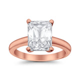 Solitaire Engagement Ring Radiant Simulated Cubic Zirconia 925 Sterling Silver