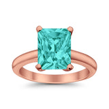 Solitaire Engagement Ring Radiant Simulated Cubic Zirconia 925 Sterling Silver