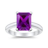 Solitaire Engagement Ring Radiant Simulated Cubic Zirconia 925 Sterling Silver