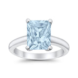 Solitaire Engagement Ring Radiant Simulated Cubic Zirconia 925 Sterling Silver