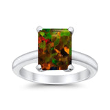 Solitaire Engagement Ring Radiant Simulated Cubic Zirconia 925 Sterling Silver