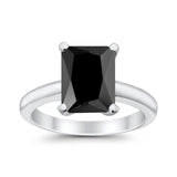 Solitaire Engagement Ring Radiant Simulated Cubic Zirconia 925 Sterling Silver