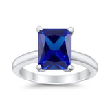 Solitaire Engagement Ring Radiant Simulated Cubic Zirconia 925 Sterling Silver
