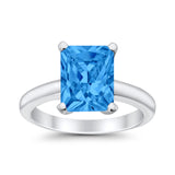 Solitaire Engagement Ring Radiant Simulated Cubic Zirconia 925 Sterling Silver