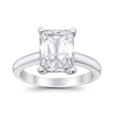 Solitaire Engagement Ring Radiant Simulated Cubic Zirconia 925 Sterling Silver