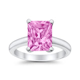 Solitaire Engagement Ring Radiant Simulated Cubic Zirconia 925 Sterling Silver