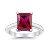 Solitaire Engagement Ring Radiant Simulated Cubic Zirconia 925 Sterling Silver