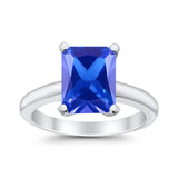 Solitaire Engagement Ring Radiant Simulated Cubic Zirconia 925 Sterling Silver