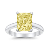 Solitaire Engagement Ring Radiant Simulated Cubic Zirconia 925 Sterling Silver