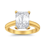 Solitaire Engagement Ring Radiant Simulated Cubic Zirconia 925 Sterling Silver
