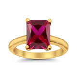 Solitaire Engagement Ring Radiant Simulated Cubic Zirconia 925 Sterling Silver