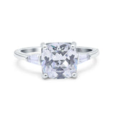 14K Gold Cushion Cut Art Deco Cubic Zirconia Engagement Ring