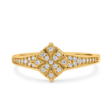 14K Gold Round Pave Cubic Zirconia Engagement Ring