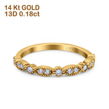 14K Gold 0.18ct Diamond Round Art Deco Half Eternity Band Engagement Ring Size 6.5