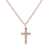 14K Gold 0.08ct Diamond Cross Pendant Necklace 18" Long