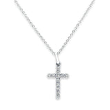 14K Gold 0.08ct Diamond Cross Pendant Necklace 18" Long