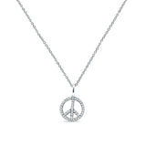 Peace Sign Necklace Diamond Pendant 14K Gold 0.08ct